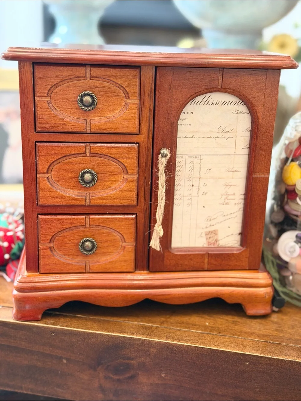 Vintage Wooden 3 Drawer Jewelry Box. Classic | Heritage | Heirloom | Keepsake